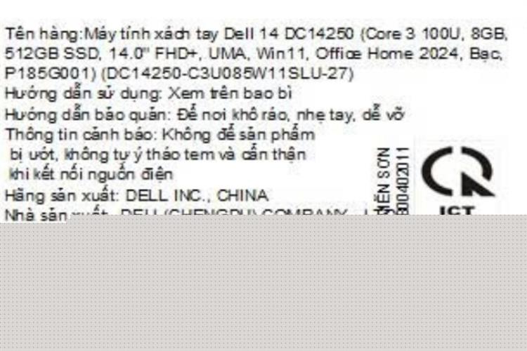 Laptop Dell 14 DC14250 Core 3-100U/8GB/512G SSD/Win11 Home/Office/14.0FHD/Bạc (DC14250-C3U085W11SLU)